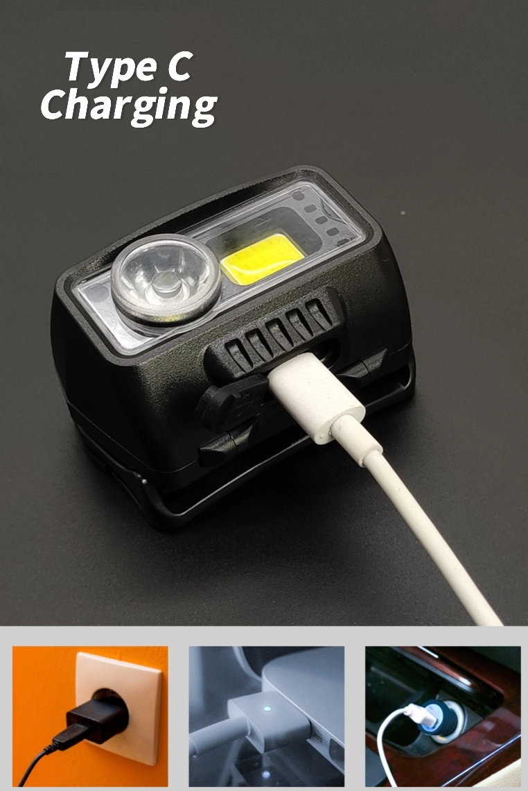 Sensor Inteligente LED Cabeza Antorcha De Emergencia Iluminaci&oacute; N Al Aire Libre Xpg Faro De Advertencia Tipo C Linterna Recargable COB Headlamp