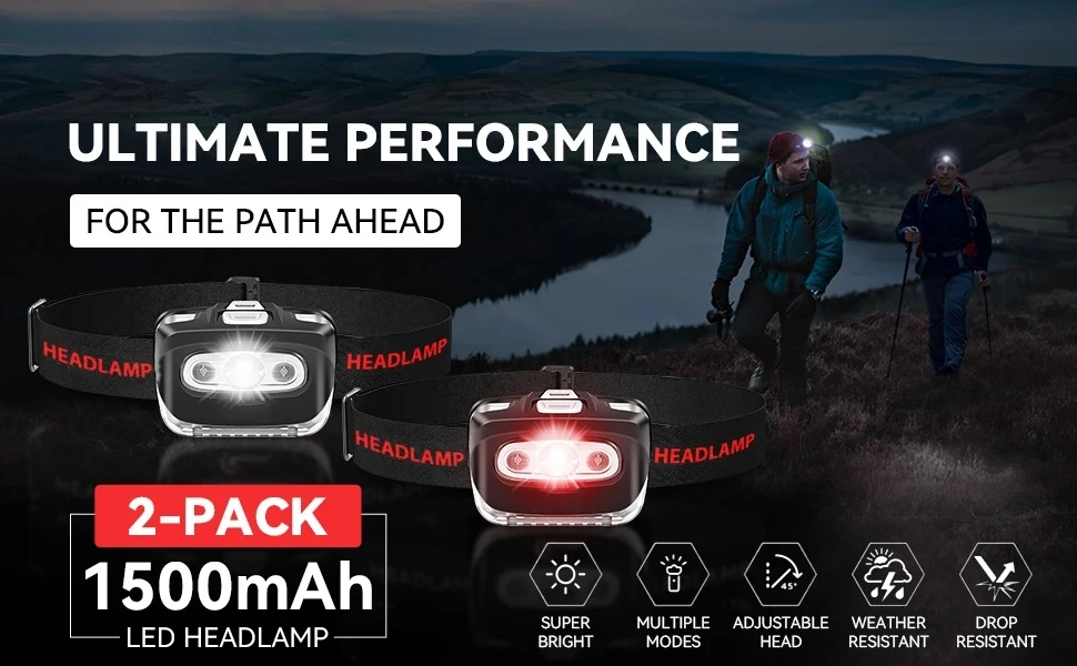 LED Dry Battery Rechargeable Headlamp Outdoor Camping Headlight with 7 Modes