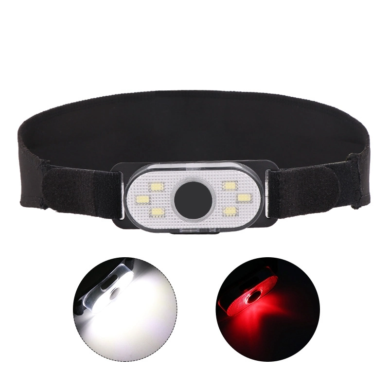 Amazon Hot Sale Rechargeable Mini Head Torch Lamp with 4 Flashlight Modes Red Warning Flashing Adjustable COB Headlight Portable Emergency LED Camping Headlamp