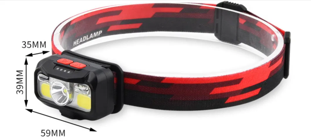 800 Lumen Wave XPE 2X LED COB Rechargeable Sensor Head Torch Battery Indication Charging Portable Headlight Flashing Warning LED Headlamp with Sensor Switch