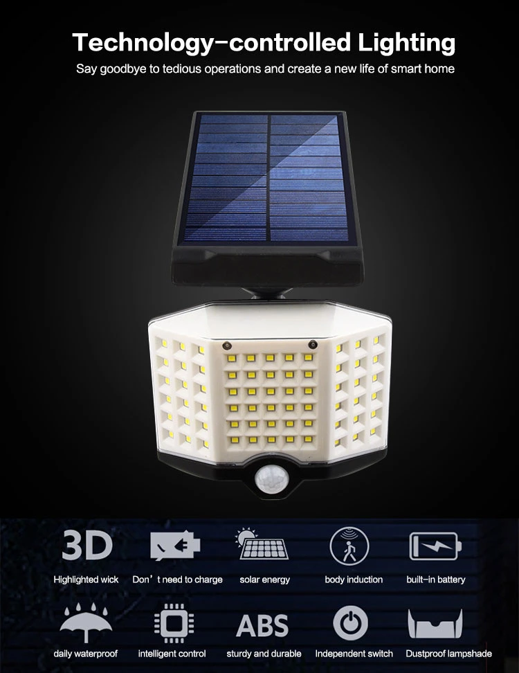 Brightenlux Super Power Logo Printing Solar Motion Sensor IP54 Waterproof 62LED Walllight