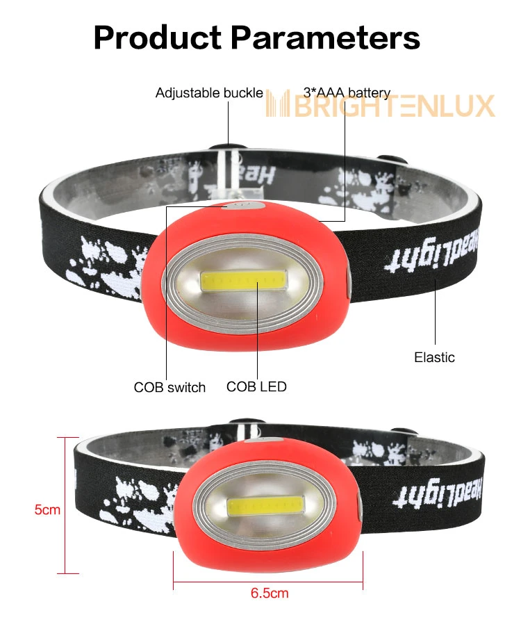 Brightenlux Best Sale 1 COB Ledipx4 Waterproof 3*AAA Battery Mini Multi-Functional Outdoor Headlight Headlamp with 3 Light Modes