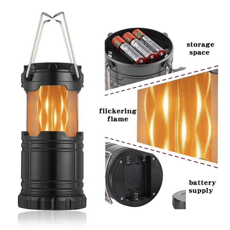 Battery Powered Camping Lights Collapsible Flashlight Portable Flame Lantern Light