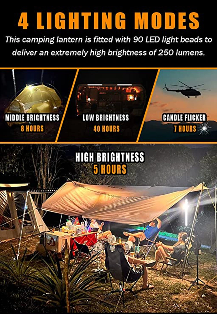 Outdoor Collapsible LED Solar Lamp Inflatable Folding Waterproof 2-in-1 Phone Charger Battery Portable Solar Camping Light