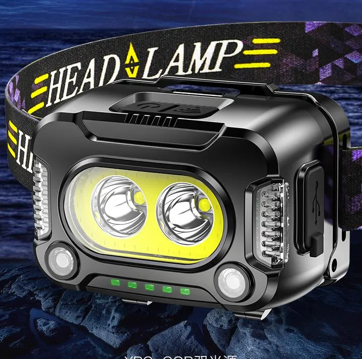 Outdoor Emergency LED Head Torch Lighting Multi-Function Xpg COB Flashing Head Lamp Waterproof Fishing Camping Super Bright LED Headlamp