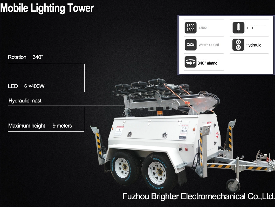 LED Lamp Camping Mining Mobile Tower Light with Trailer