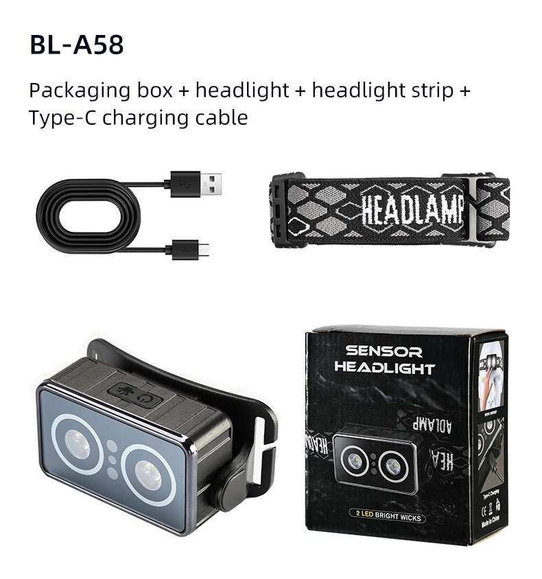 Helius Hot Selling Lightweight Headlights Type-C USB Headlamp LED Lights