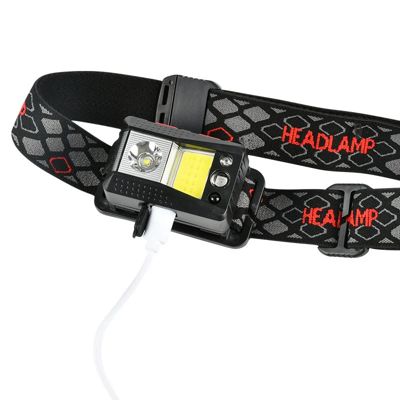 Glodmore2 6 Modes Light COB LED Sensor Headlamp, Rechargeable Headlight with White Red Light for Outdoor
