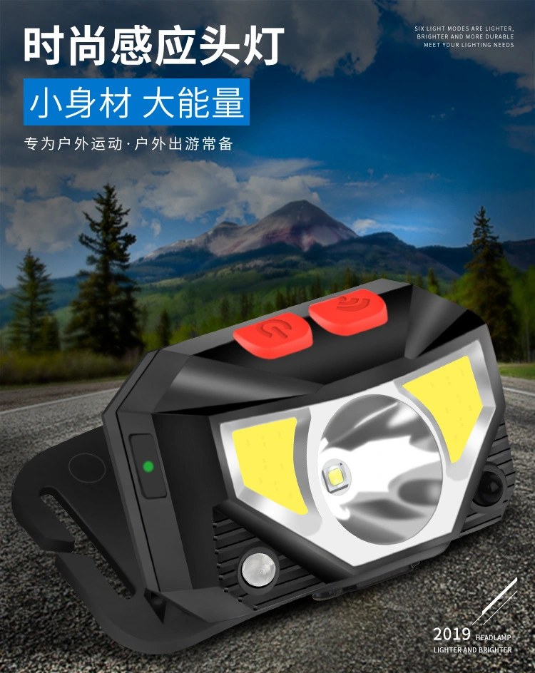 LED Headlights USB Charging Induction Flashlight Head-Mounted Outdoor Strong Headlights