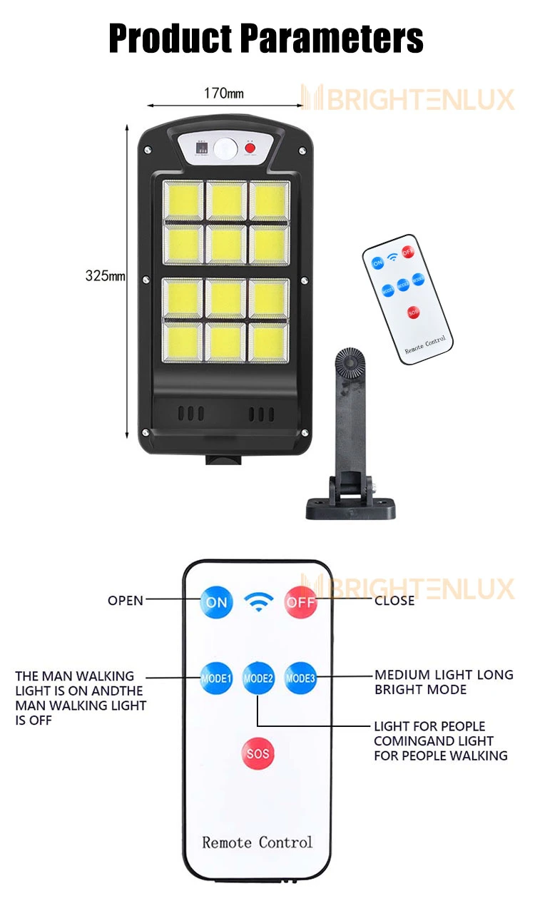 Brightenlux Factory Promotion Solar Energy Long Lasting Street Light Solar, IP65 LED Solar Street Light with Remote Control