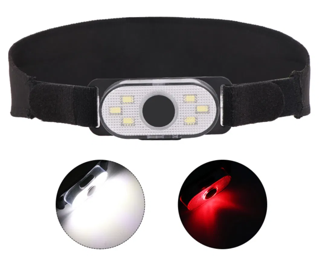 Wholesale Hot Camping Head Torch Light 6PCS SMD Super Bright Head Torch Lamp Red Flashing Headlight Rechargeable Headlamp with 4 Mode