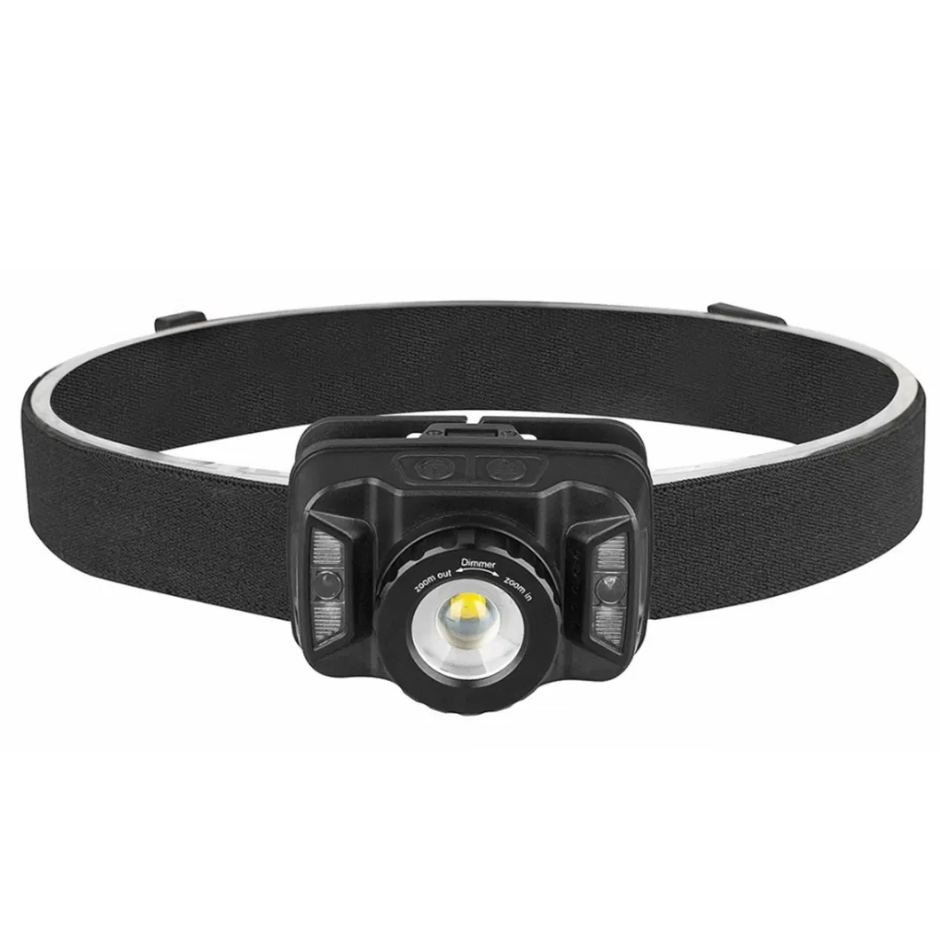 USB Rechargeable Headlamp Motion Sensor Switch Flashing Head Torch Lighting with Red Warning Waterproof Outdoor Zoomable Emergency Portable LED Headlight