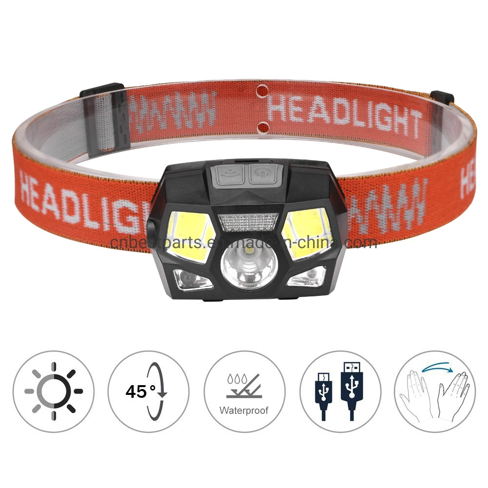 High Quality Camping LED Head Torch Lamp 5 Modes Car Inspection Flashing Work Headlight USB Rechargeable Powerful Sensor Headlamp