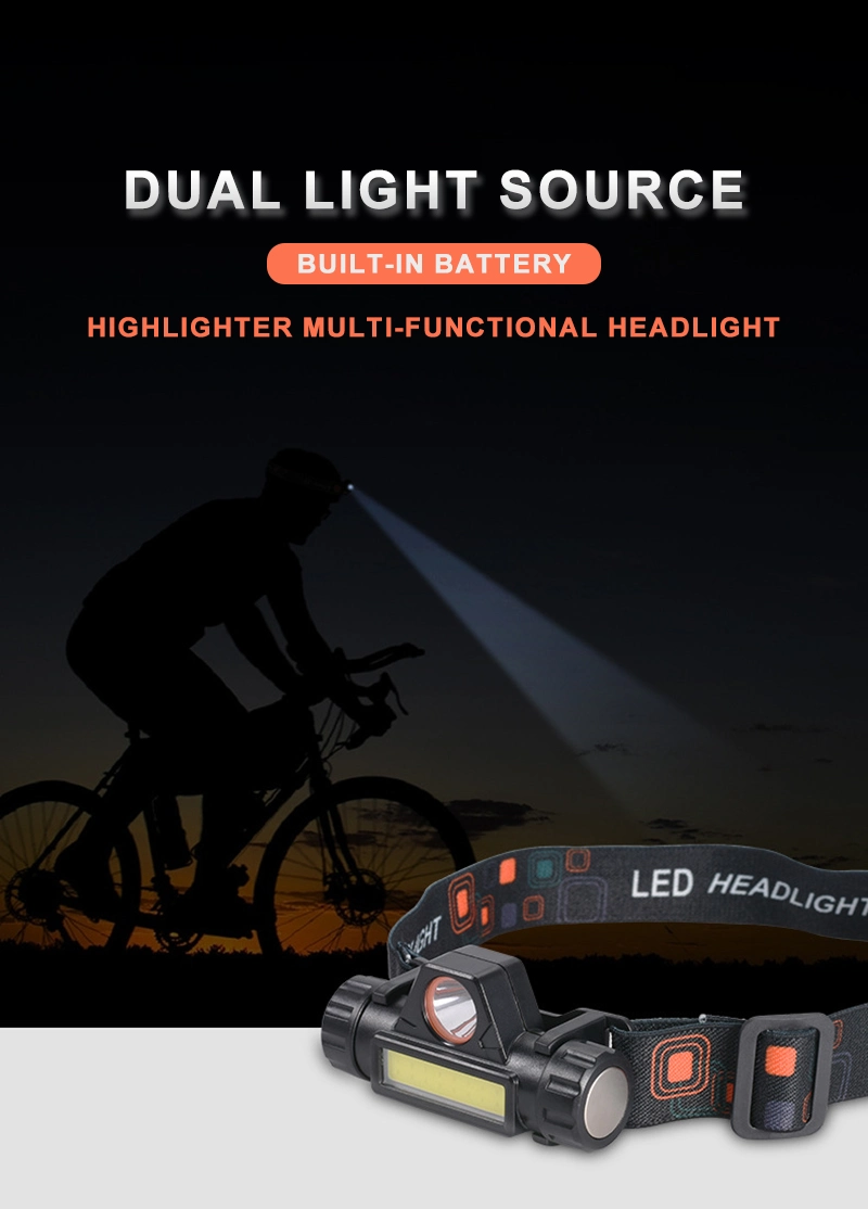 Helius Q5+COB LED dual Light Source Headlamp USB Charge Work Light Headlight