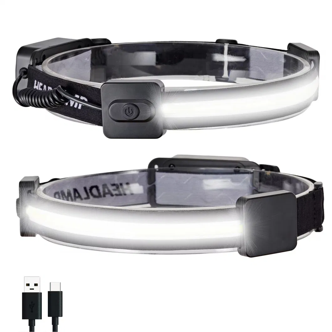 COB Headlamp Rechargeable Sensor Mode, 260&deg; Wide Beam Ipx4 Waterproof for Camping