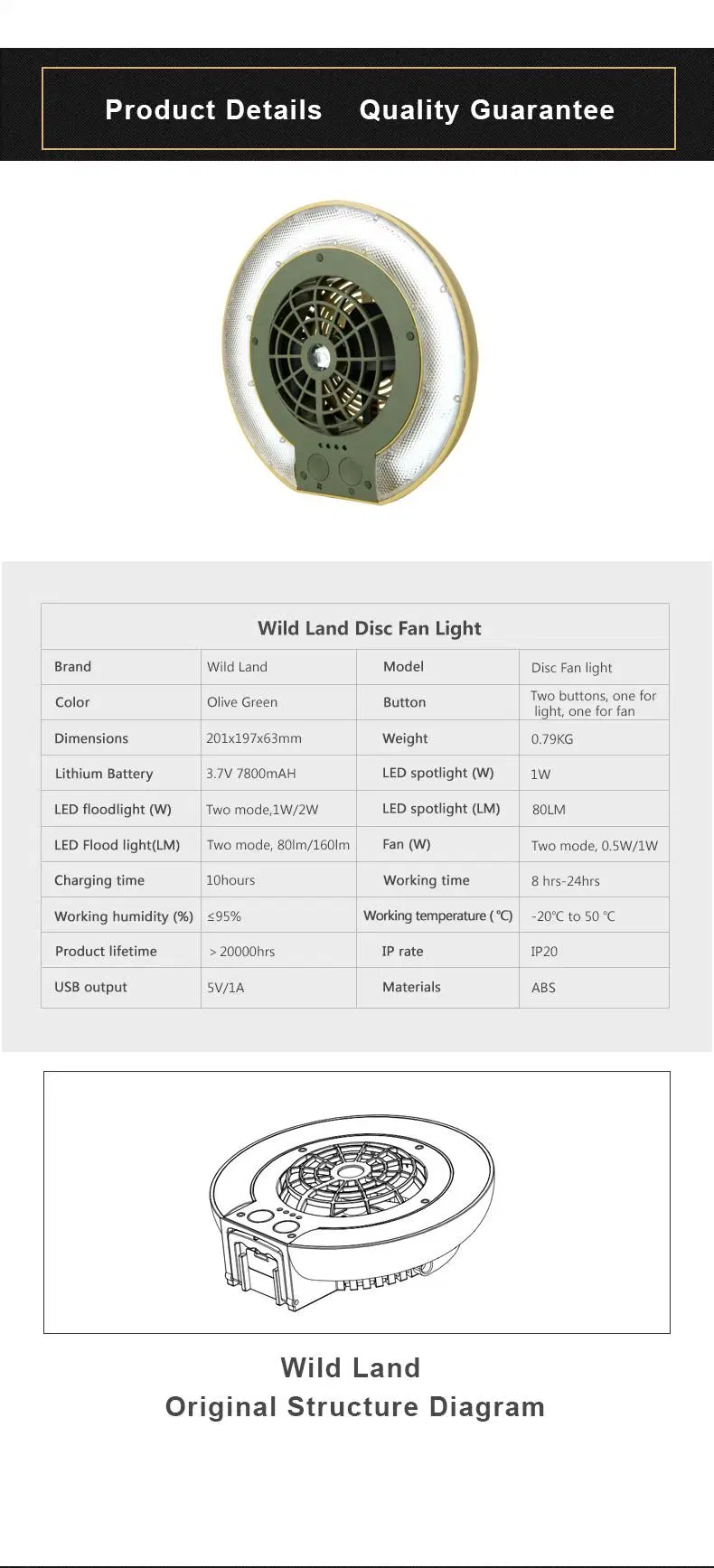 LED Camping Fan Light Tent Light-C