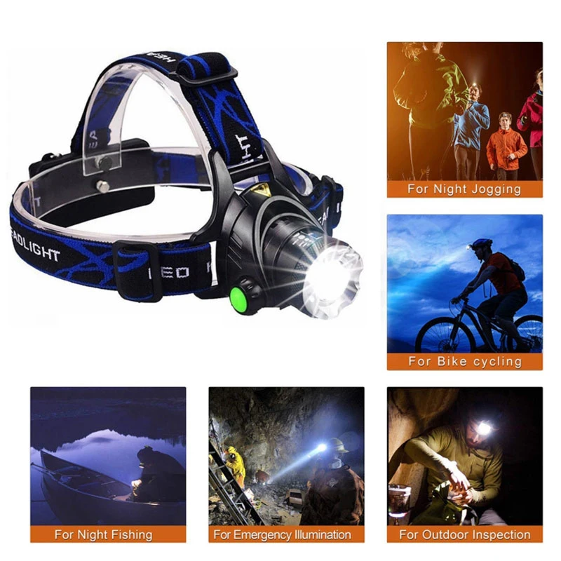 Super Bright LED Headlight T6/L2/V6 3 Modes Waterproof Zoomable Headlamp