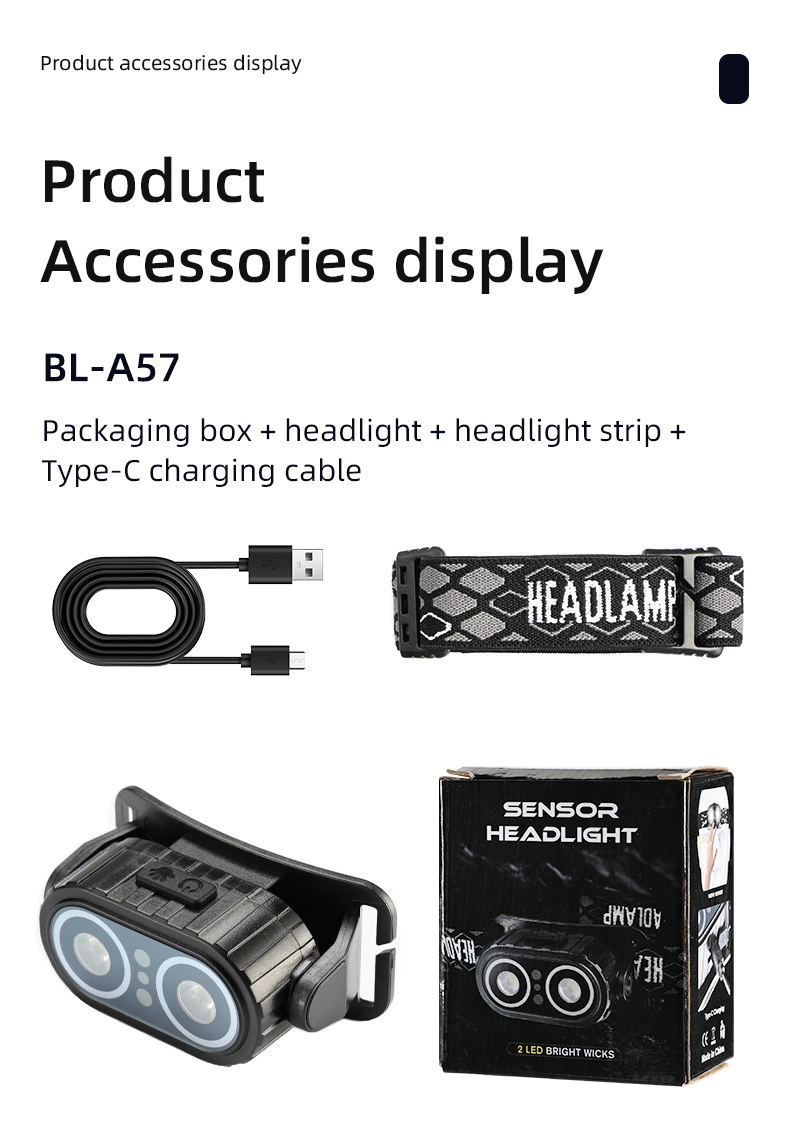 Helius Hot Selling Lightweight Headlights Type-C USB Headlamp LED Lights