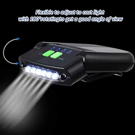Helius USB Charging Cap Flashlight Clip Cap Lamp Waterproof Hands-Free LED Headlamp