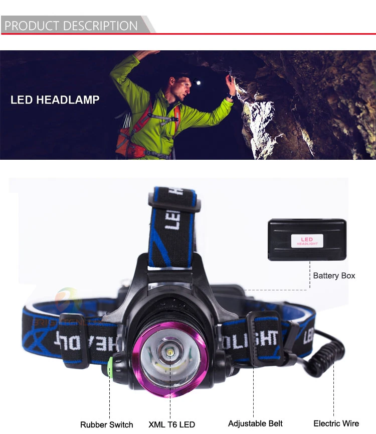 Brightenlux 1000 Lumens LED Headlamp Powerful Zoom Waterproof Rechargeable Adjustable Camping LED Headlamp