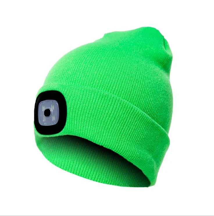 USB Rechargeable 100% Acrylic LED Winter Beanie Hat with Light