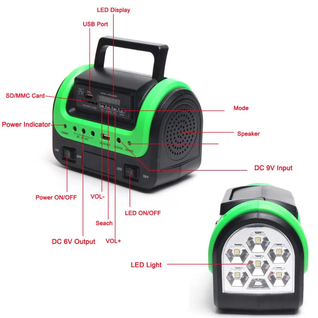 Solar Portable One Tow Three LED Camping Light Portable Emergency Tent Light 5W with Radio Bluetooth Function