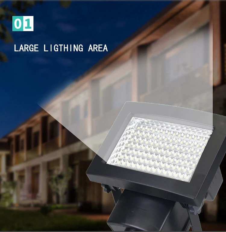 Brightenlux 180 Degree 120 LED ABS Plastic Waterproof Long Range Outdoor Solar Wall Garden Lights with Sensor Design