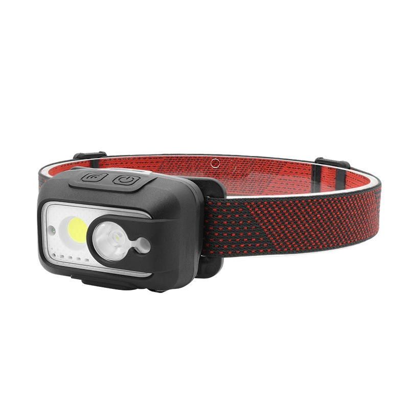 Red Blue Warning Flashing COB LED Sensor Headlamp with 30 Degree Adjustable Type C Rechargeable Car Outdoor Emergency Inspection Headlight
