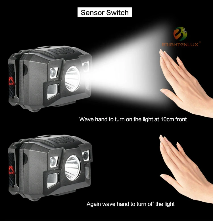 Brightenlux Outdoor Powerful Mountaineering USB Rechargeable IP65 Waterproof Sensor Mini LED Headlamp Torch