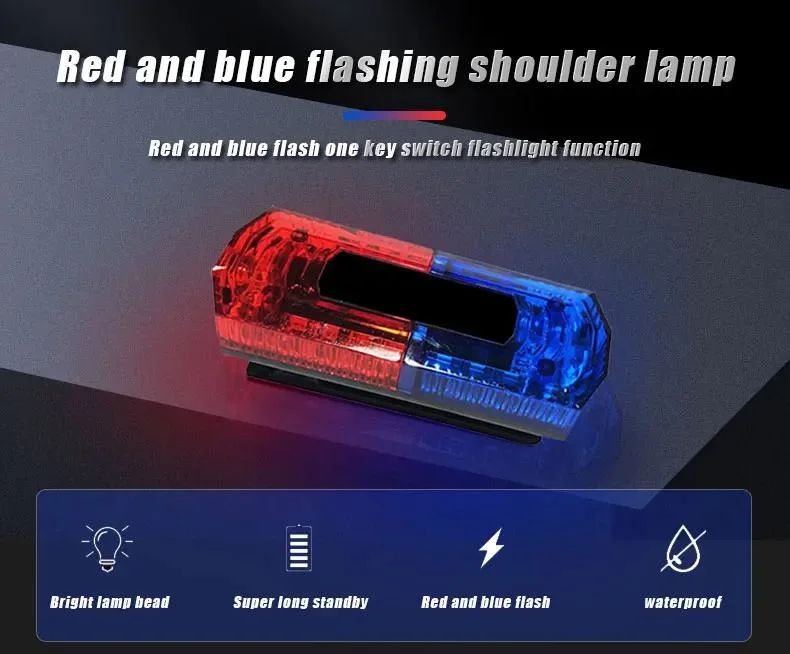 Plastic LED Warning Strobe Lights Red Blue Man Traffic Shoulder Light