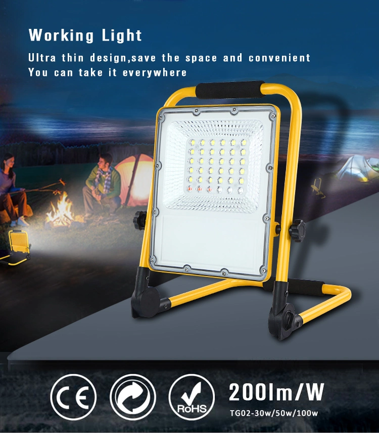 Explosion Proof Portable Camping Hiking Aluminum 100W Rechargeable Handheld LED Work Light