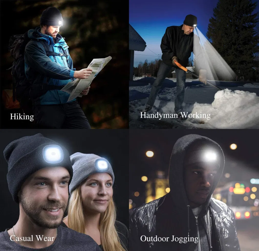 Upgraded LED Cap Head Torch Lamp 3 Modes Unisex Winter Warmer Knit Hat Head Torch Light Camping Hunting Headlight Warm Wearable Super Bright LED Headlamp