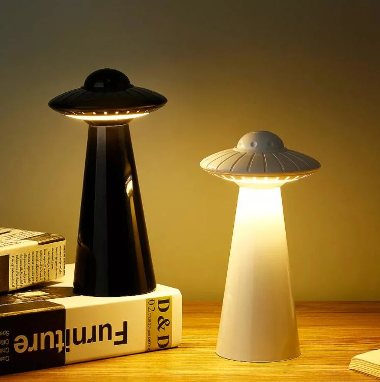 Factory Cheap Price Rechargeable Bar Bedroom Atmosphere Lights UFO Shape Table Lamp Reading Modern Lamps Camping Dim Portable Desk Light with USB Charging Port