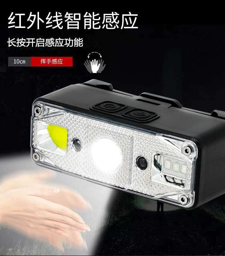 Multifunctional Outdoor Headlight USB Charging Induction Bald Head Wearing Style Head Light