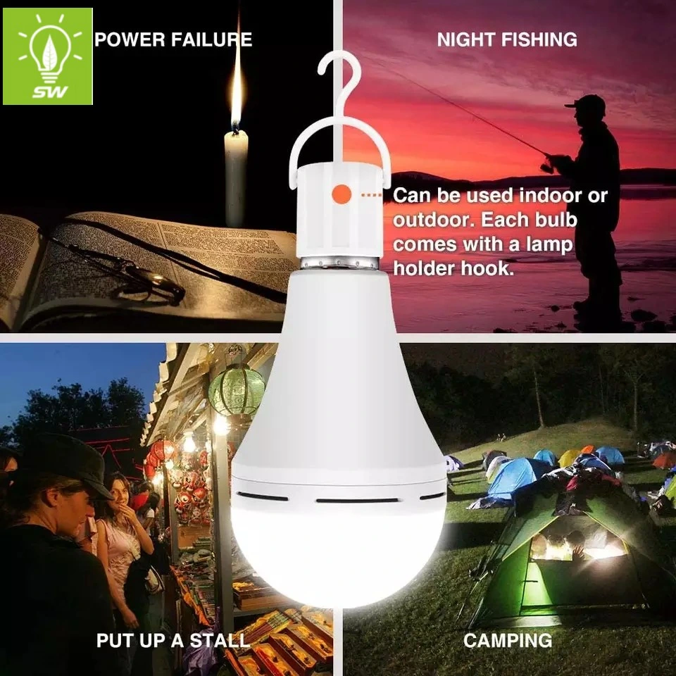 E27 E26 B22 Battery Lamp Indoor Home Outdoor Camping Light Dimmable Factory Direct Sales 7W 9W 12W Rechargeable LED Emergency Light