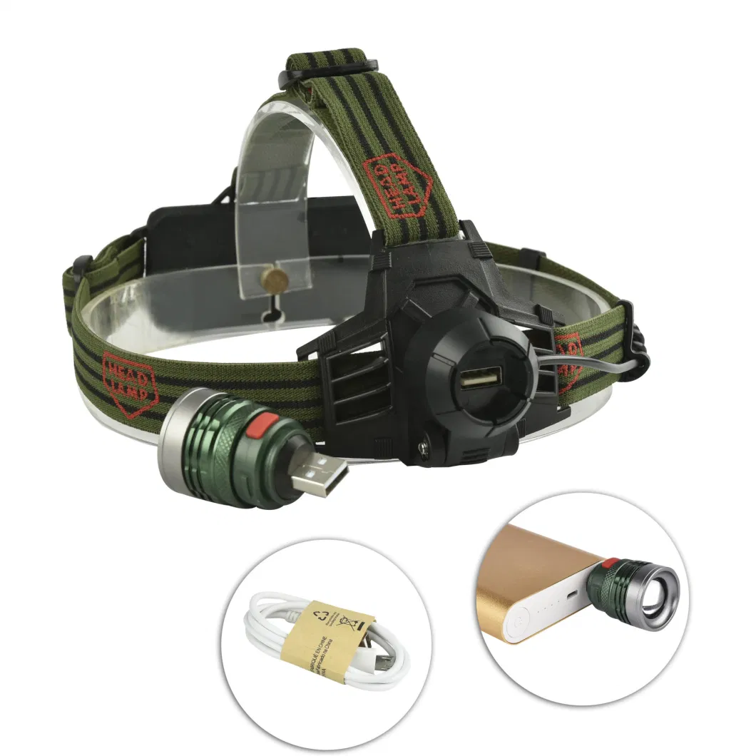 Wholesale Camping Emergency Head Troch Lamp Zoomable LED Head Torch Light Flashing 3 Modes CREE XPE Headlight Rechargeable USB LED Headlamp