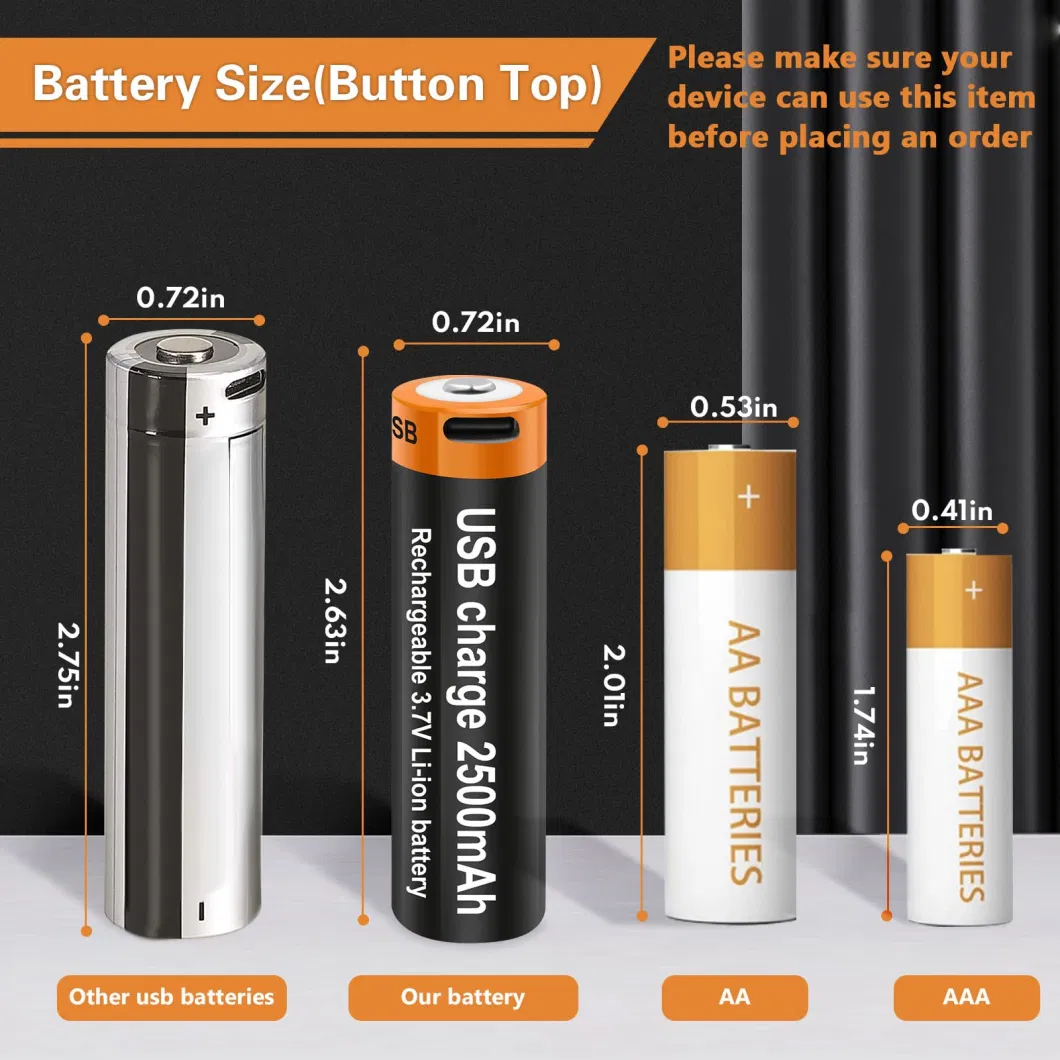 1.5V USB AA AAA Rechargeable Battery Lithium Rechargeable Batteries with Type C Port