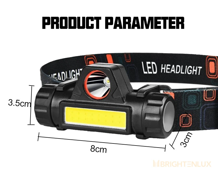 Brightenlux Wholesale Lightweight Multi-Modes USB Rechargeable Outdoor COB Headlamp