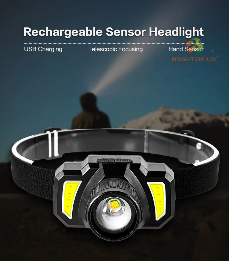 Brightenlux Portable Emergency Rechargeable Smart Induction Sensor LED Headlamp