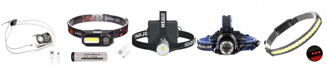 Portable Rechargeable Waterproof ABS Plastic Headlamp for Adults Outdoor Fishing, Cycling, Hunting
