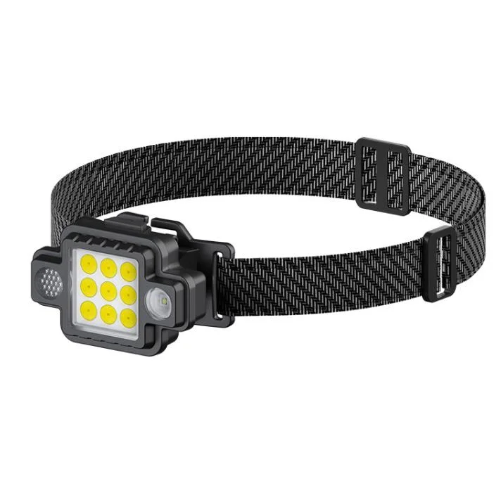 Red Blue Flashing Warning Emergency LED Head Torch Lighting Portable Outdoor Degree Adjustable Camping Hunting Head Lamp Rechargeable COB LED Headlamp