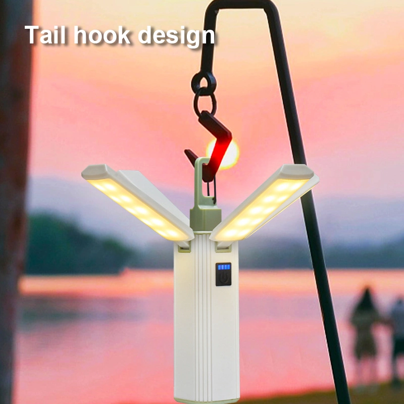 Collapsible Tent Lamp Flashlight Bulb Type-C Rechargeable Power Bank Hook LED Camping Light