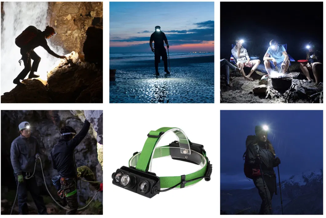 High Powerful Emergency LED Head Torch Lighting 4 Modes Zoomable Adjustable Rechargeable Inspection Headlamp with 3PCS T6 2PCS XPE LED Headlight
