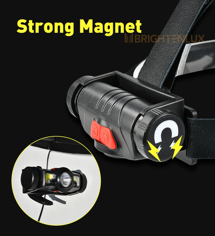 Brightenlux 2 in 1 Multi-Functional Rechargeable Headlamp 5 Modes Sensor COB LED Headlamp with Magnet