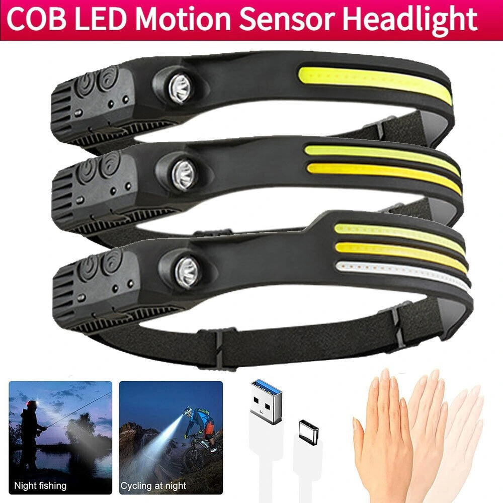 USB Charging COB Headlamp with LED Headband with Wave Induction