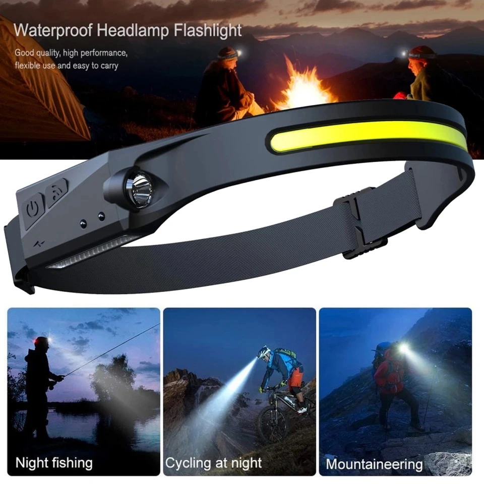Rechargeable Powerful LED COB Motion Sensor Headtorch Headlamp for Running Outdoor Camping