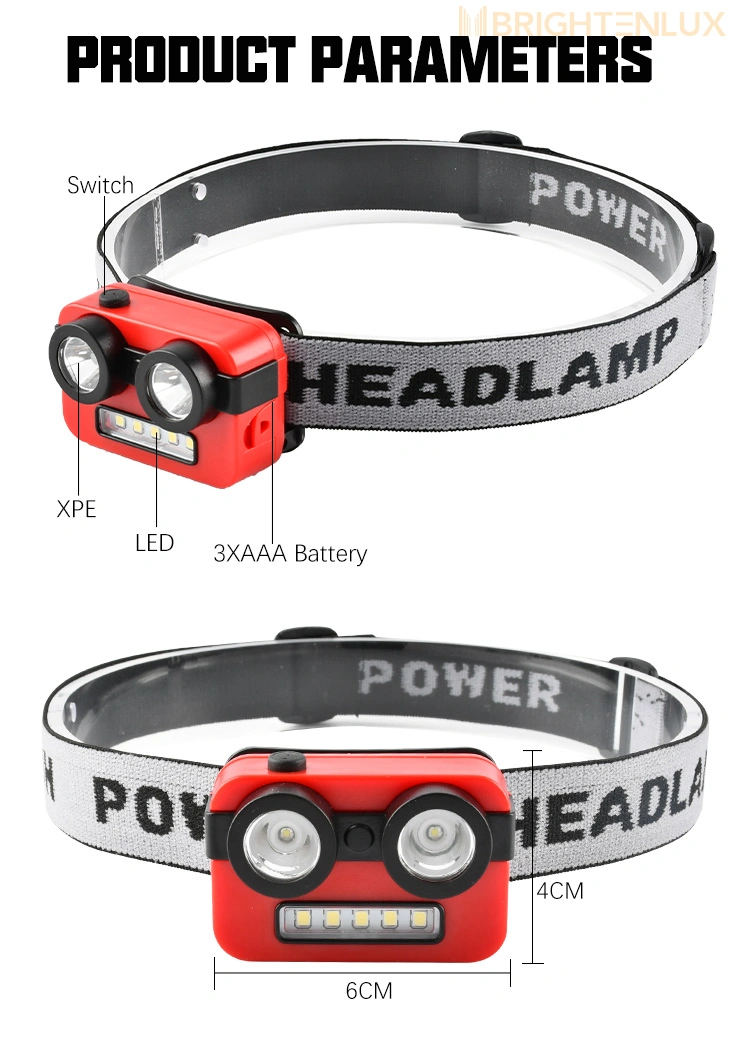 Brightenlux Kids Red Yellow Plastic ABS 3*AAA Battery Dry Battery XPE Cartoon Colorful Cute Children LED Headlamp