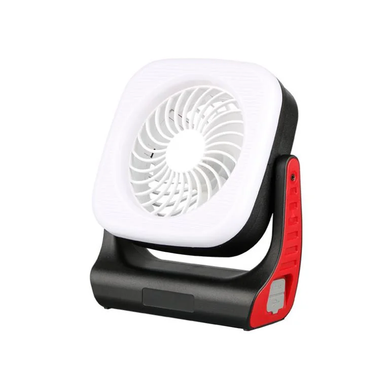 Red Warning Flashing Outdoor Emergency LED Camping Fan Light with Power Bank Base Magnet 5 Modes Camp Tent Fan Lamp 180 Degree Rotated Camping Lamp