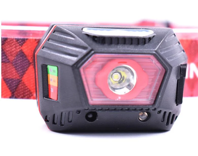 XPE LED Rechargeabel Mini Headlamp with Sensor Switch 60 Degree Adjustable and Battery Power Indication with 3 Flash Modes