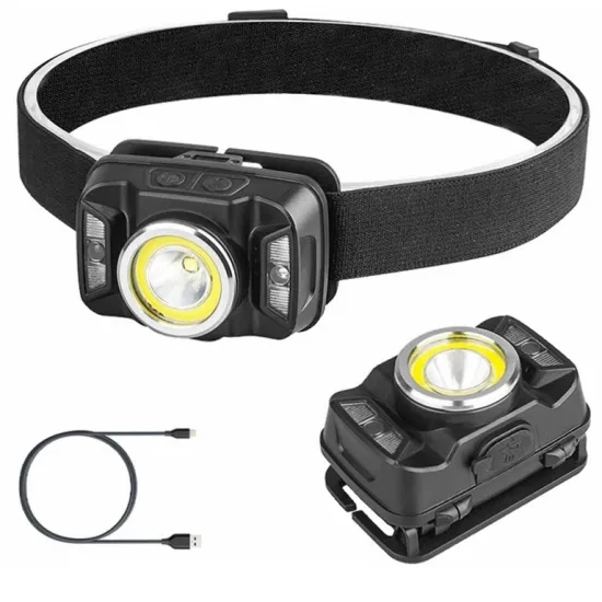Portable Camping Head Torch Lamp Red Warning Flashing Headlight USB Rechargeable COB Head Torch Light Super Bright Waterproof Zoomable LED Headlamp